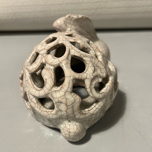 Crackle Pottery Bunny Rabbit Decor Accent Sculpture - Picture 4 of 12